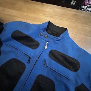 Triumph Motorcycles Jacket Mens US 46 Blue Black Armored Mesh Riding Moto UK 56